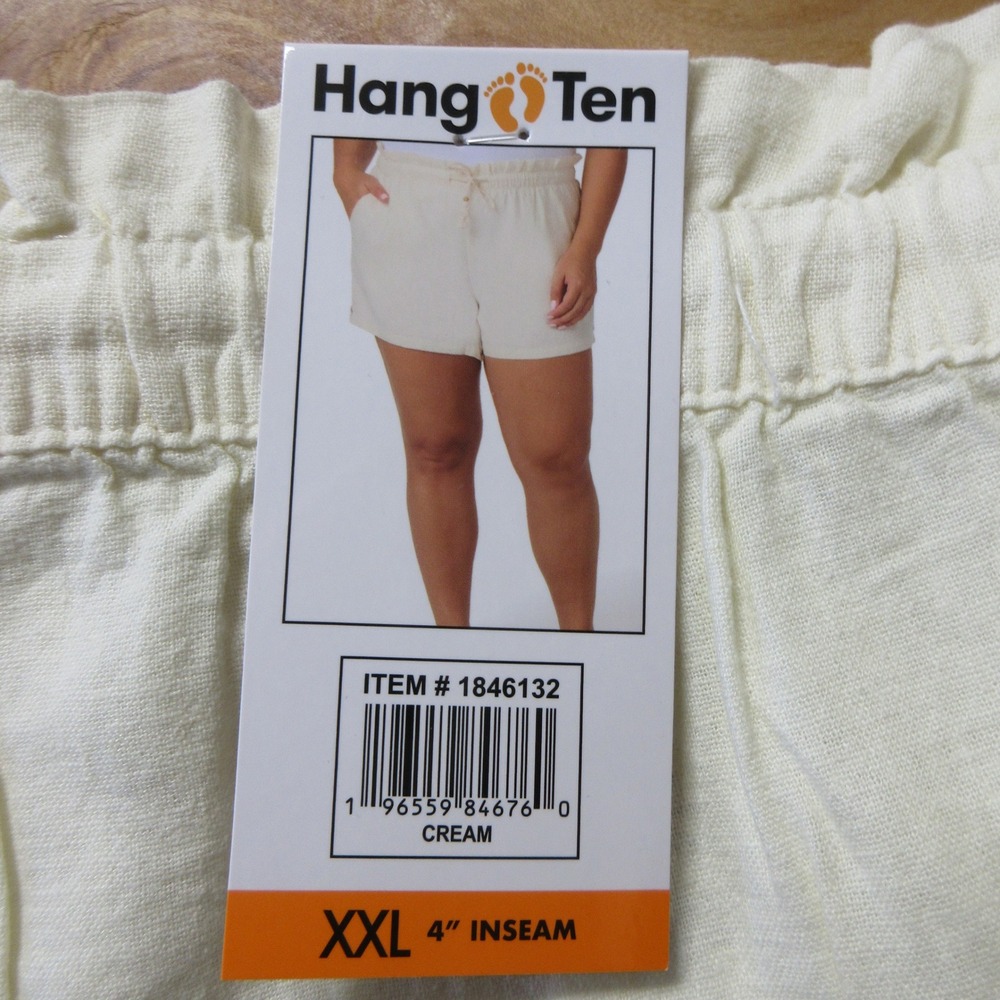 HANG TEN Linen Blend Beach Shorts XXL Sheer Cream Ivory Pull On‎ Relaxed 2XL NWT - Picture 6 of 11